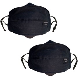 KELAMY 2 Pack of Origami Style Cloth Face Mask Reusable, Filter Pocket, Nose Wire, Chin Cup (2-Pack, Black + Black, Medium - Child Age 6-11)