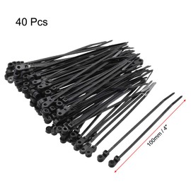 uxcell Mount Head Cable Zip Ties 4 Inch Screw Hole Nylon Wire Strap Black 40pcs