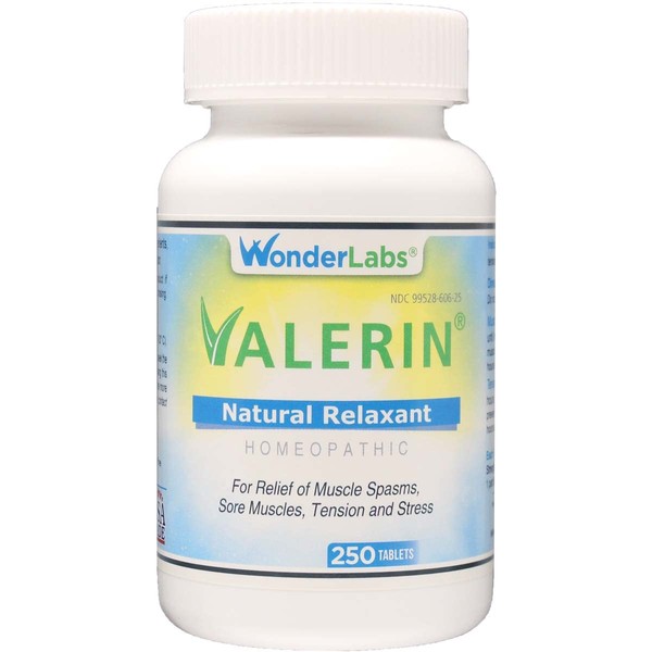 Wonder Laboratories Valerian Natural Relaxant for Tension Relief, Leg Cramp Relief and Other Muscle Cramps - Formulated with Magnesium, Passion Flower, & Valerian Root - (250ct)