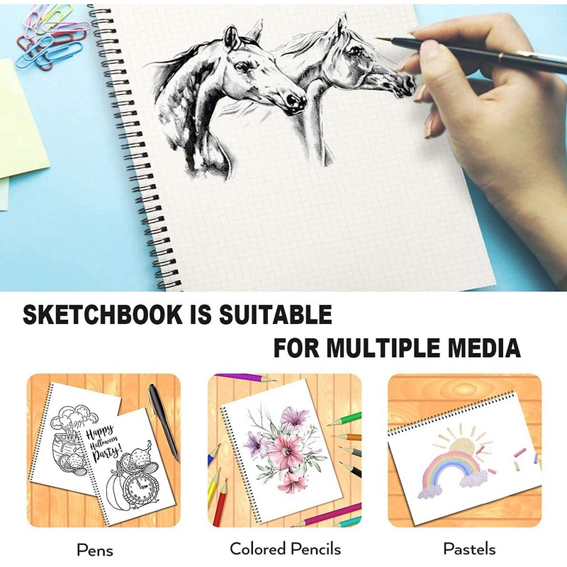 Cemiplus 2 Pack A4 Grid Spiral Notebook, Kraft Cover 5mm