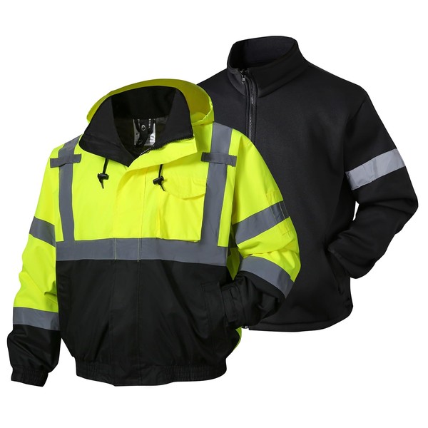 SKSAFETY 3-in-1 High Visibility Winter Bomber Jackets Zip Out Fleece