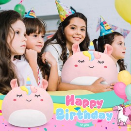 Slojkardon PinkUnicorn Plush Pillow, Kawaii Unicorn Stuffed Animal Plushie for Girls, Soft Toddler Body Pillow Toys, Birthday Gifts for Kid, 13Inch
