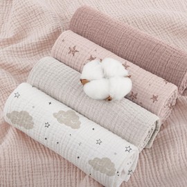 Susurration Muslin Cloths for Baby, 100% Cotton Baby Muslin Squares Cloths for Newborn Boy and Girl, Soft, Breathable and Extremely Absorbent Baby Muslin Burp Cloths, 60 x 60 cm, 5 Pack