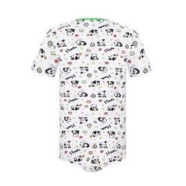 Landofgenie Men Short Sleeve Bodysuit Pajama Panda Print Bodysuit One Piece Pajamas Rompers Basic Onesie L