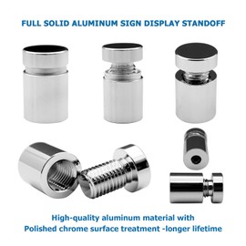 KENSHIRE 1/2” x 1/2” Inch 4PCS Aluminum Solid Sign Standoff Screws for Acrylic Advertising Screw Wall Fixing standoffs mounts Glass Display Signs (Polished Chrome Color)