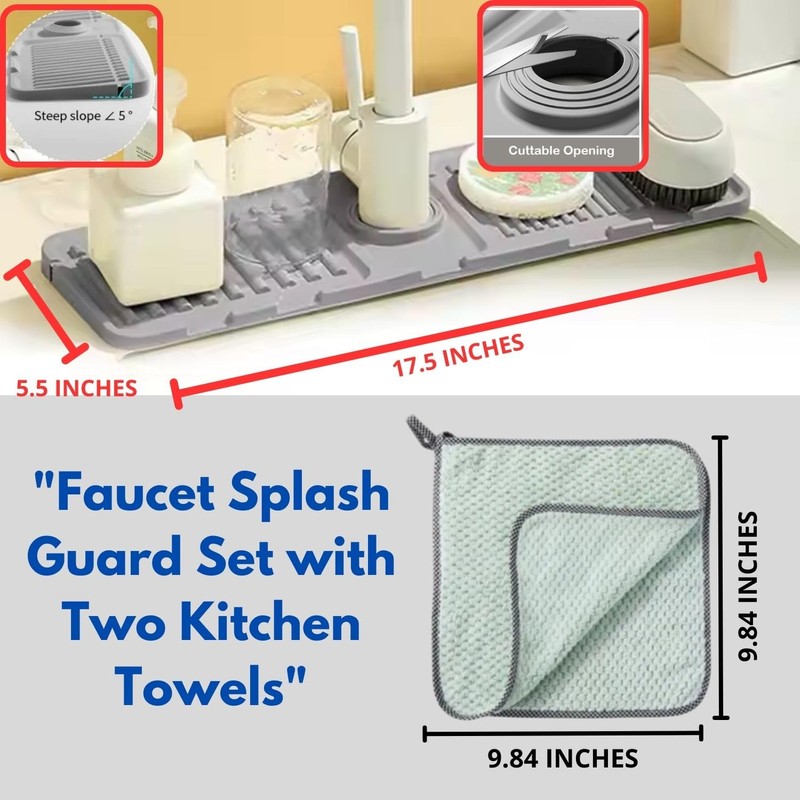 JAGUAN Kitchen Sink Faucet Mat Sink Protectors with 2 Microfiber