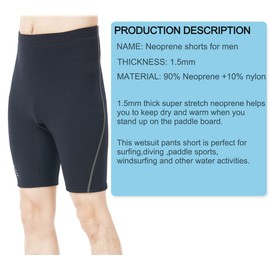 Wetsuit Shorts Pants Men 1.5mm Neoprene Shorts for Swimming Surfing Snorkeling Diving XL Size