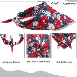 DOGWONG Flower Dog Bandana Cotton Dog Bandana, Washable Bib Scarf Boy Girl Bandana Square Adjustable Dog Bandanas for Small Medium Large Dogs