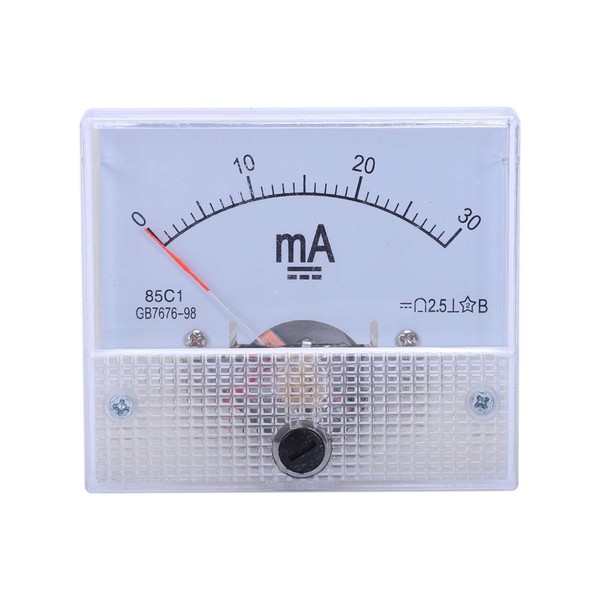 Greethga DC 0-30MA Analog Current Panel Meter Ammeter 85C1 30MA, White