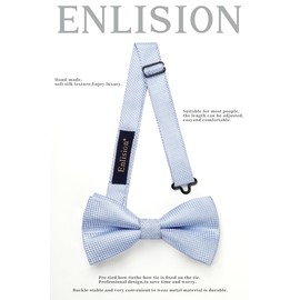 Enlision Bow Tie for Men Plain Bow Tie with Pocket Square Set Pre-Tied Adjustable Suit Bow Tie Formal Tuxedo Bow Ties for Wedding Party, lightblue