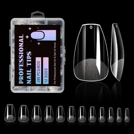 Lsnisni Fake Nail Tips, 288PC Gel Acrylic Nail Tips, Clear Short Ballet Short Press On Nails, Nail Supplies Suitable for Women or Girls to DIY Nails 12 Sizes For Your Choice!