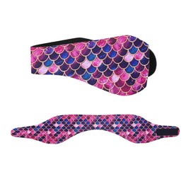 WIRESTER Adjustable Swimming Headband Ear Band, Neoprene Ear Guard Keep Water Out, Hold Earplugs in, Swimmer Ear Protection Hair Band for Men Women Kids (Medium) - Pink Mermaid Scales