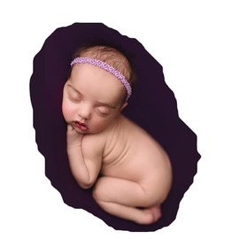 Zeroest Newborn Photoshoot Headband Infant Baby Girl Boy Photography Props Newborn Princess Party Headwear Tieback Photo Prop Faux Pearl Rhinestone (Lilac)