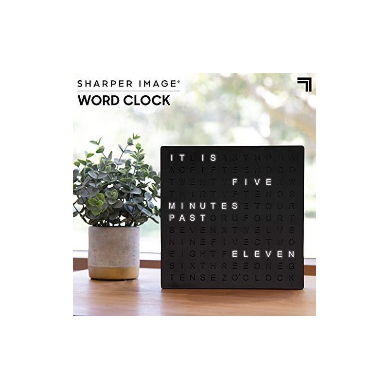 Sharper Image Light Up Electronic Plug-in Word Clock, Black Finish