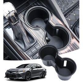 KATORN Center Console Cup Holder Inserts for Toyota Camry 2024 2023 2022 2021 2020 2019 2018, Interior Accessories TPE Car Cup Holder for 2018-2024 Camry, Black