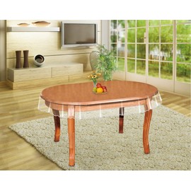 MeritMode Clear Table Protector - Oval Vinyl Tablecloth Cover Transparent Plastic Kitchen Waterproof Protector for Dining Table, Buffet Parties and Camping, 60 x 90 Inch