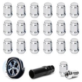Yooyan 20 Radmuttern M12 x 1,5, Radmutterkappen, 60° Kegelbund Geschlossen, für mit Ford, Chrysler, Toyota, Hyundai, Kia, Honda, Mazda (Silber)