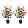 Datietiao Artificial Camellia Tree 2 Pack - Realistic Camellia Plants