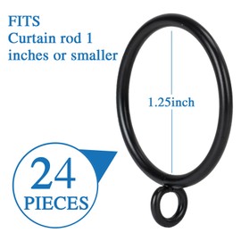 Curtain Rings with Eyelets Metal Eyelet Drapery Rings Inner Diameter 1.25Inch Curtain Rings for Hanging Pinch Pleat Curtain Pin Drape Hooks Black Zocang