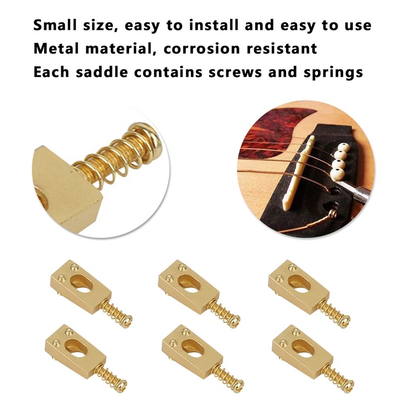 6Pcs Guitar Bridge Saddle Brass String Saddles Replacement Electric Guitar