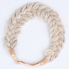 BOBIYA Messy Wide 2 Strand Synthetic Hair Braided Headband Classic Chunky Plaited Hair Headband (White Blonde)