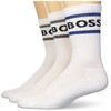 BOSS mens 3-pack Bold Logo Solid Cotton Socks, Ultra White,