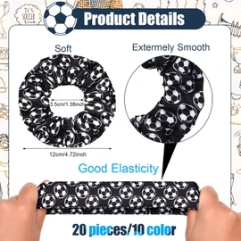 WILLBOND 20 Coleteros Deportivos de Cabello de Fútbol Liga Elástica de Fútbol de Satén Seda Scrunchies de Fútbol para Accesorios Pelo(Colores Mixtos)