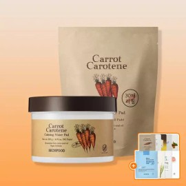Skin Food [스킨푸드][] 캐롯 카로틴 카밍 워터 패드 30매 MINI + 패드 리필 7종 택1 (+9종 사은 ) Skinfood Carrot Carotene Calming Water Pad 30 Sheets MINI + Choose 1 from 7 Pad Refills (+ 9 Free Gifts) [Rice]