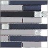 Silver Stainless Steel and Glass Diamond Mosaic Tile Black Silver