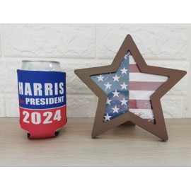 Kamala Harris 2024 Presidential Election Neoprene Beer Beverage Drink Can Bottle Coolie Cooler Insulators Sleeve Cover Huggie Holder (2 pcs) with One Coaster (Harris for President)