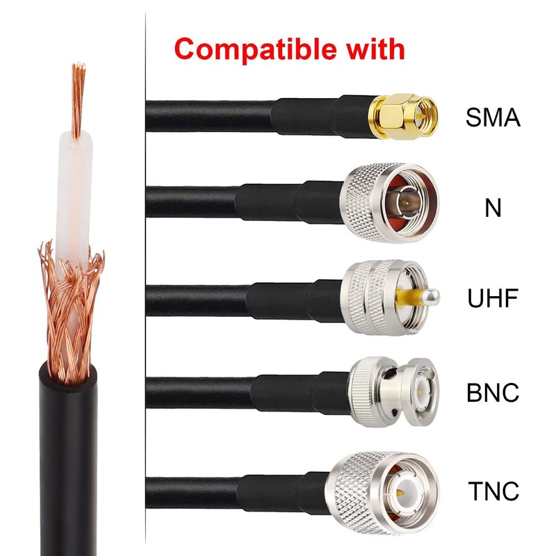 MOOKEERF RG174 Coaxial Cable 30ft, 50 Ohm High Flexibility RG174