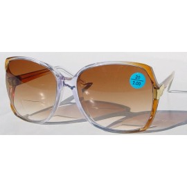 by De'Vons Optics Inc. Est. Since 1983 Vintage 90's Acetate Lady Fashion Bi-Focal Reading Sunglass +3.00 (Crystal BRN)