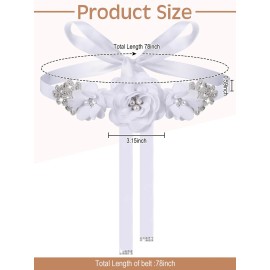Glitopper Wedding Bridal Belt Sash with Flower Rhinestone Pearl for Bride Bridesmaid Ma