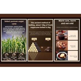 Pure Brown Sugar-Handmade dark brown sugar period-Sweetener for Cooking,Black Sugar from Yunnan, Additive-Free Original flavr (8.81oz)