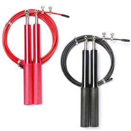 Saltar la Cuerda Entrenamiento Longitud Ajustable Mango de Aluminio Antideslizante Cable de Acero Inoxidable con Rodamientos de Bolas de Velocidad Rápida, Cuerdas para Saltar Fitness Speed Rope para Hombres y Mujeres Aptos para Ejercicio Aeróbico 2P