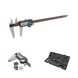 M-SURE MS-220-300 Digital Caliper 0-300mm (0-12 inch) - Stainless Steel, Hardened Frame, Thumb Roller, Inch/Metric Conversion, Auto Wake, Cabled Data Output, UKAS Calibration