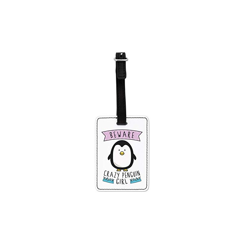 Gift Base Beware Crazy Penguin Girl Visual Luggage Tag with