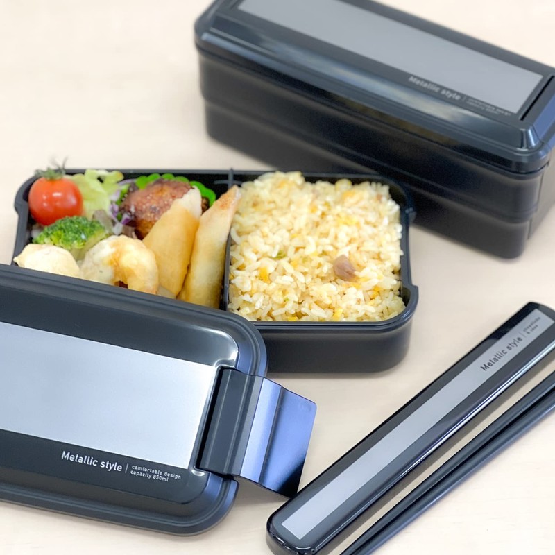 OSK HS-16 Bento Chopsticks & Cutlery Metallic Style Pull Lid