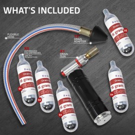 RedRock Gallo Gun AC Drain Line Cleaner Tool, HVAC Air Conditioner Condensate Blaster Cleaning Kit with Flexible Hose Pipe, Includes 5 Unthreaded CO2 Cartridges