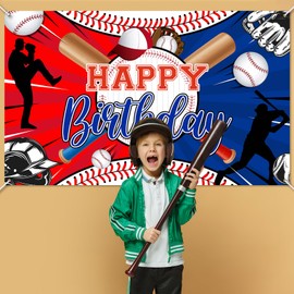 Avezano Baseball Birthday Decorations Baseball Birthday Banner for Boys Teens Sports Party Backdrop 6 x 3.6 ft