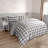 OHS Grey Double Duvet Set, Reversible Check Bedding Super Soft