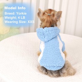 Wansommy Fleece Dog Sweater, Winter Warm Smll Dog Clothes for Girls Boy, Puppy Hoodie Pullover Pet Clothes for Cat Puppy Chihuahua(Blue, S)