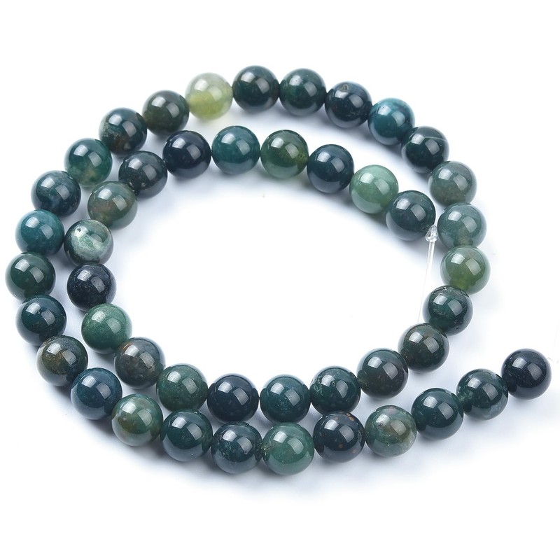 Genuine Green Moss Agate Beads for Jewelry Making Gemstone Semi