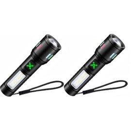 Flashlight, 2025 Enhanced Edition, Luminous Light, Handheld Torch, LED Light, White and Red COB Work Light, 6 Modes Dimmable, Maximum Illumination Distance, 16 Hours of Illumination, High Capacity