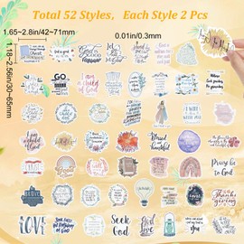 GORGECRAFT 104PCS Bible Verse Stickers Inspirational Quote Wall Decals Christian Motivational Faith Posters Religion Adhesive Label Tags Suitcase Mobile Phone Shell Water Bottle Laptop Scrapbooking