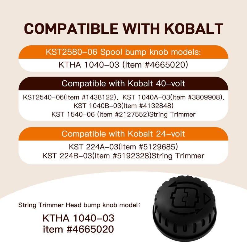 KTHA 1040-03 Plastic Metal Replacement Trimmer Head Bump Knob Compatible