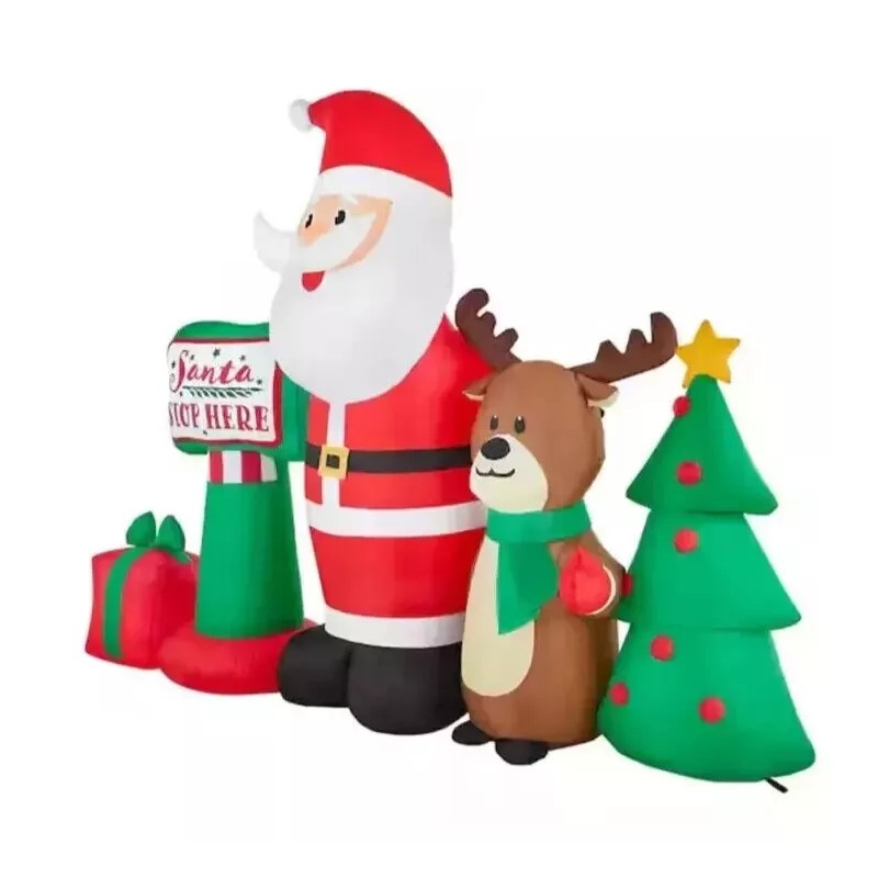 HOME ACCENTS 6.5 FT LED SANTA REINDEER CHRISTMAS TREE SCENE