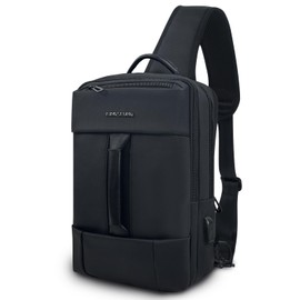 [KINGSLONG] Men's Body Bag, Large Capacity, Shoulder Bag, Waterproof, Crossbody Bag, Compatible with 11-14 Inch Laptops and Tablets, Perfect for Business, Work, Travel, Outdoor, Leisure, Black