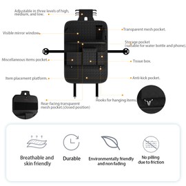 GMQ Back Seat Car Organizer 1 Pack,Backseat Organizer with Tray,Multifunctional Car Seat Back Storage Box with Foldable Tablet Holder (Black, Weave)