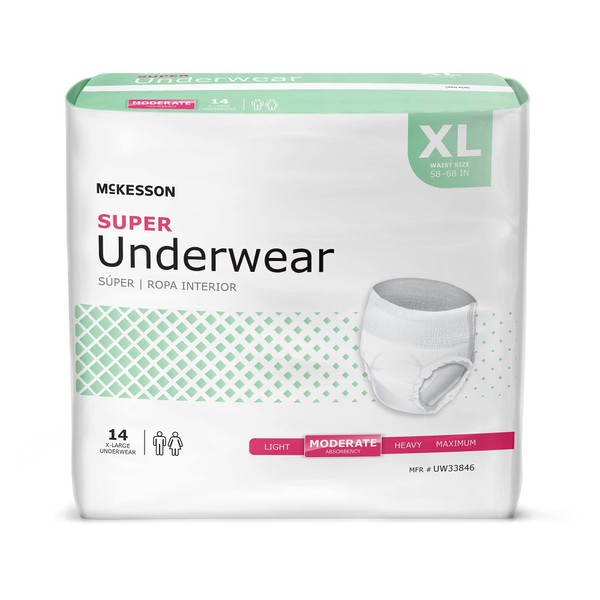 McKesson Super Underwear, Incontinence, Moderate Absorbency, XL, 14 Count